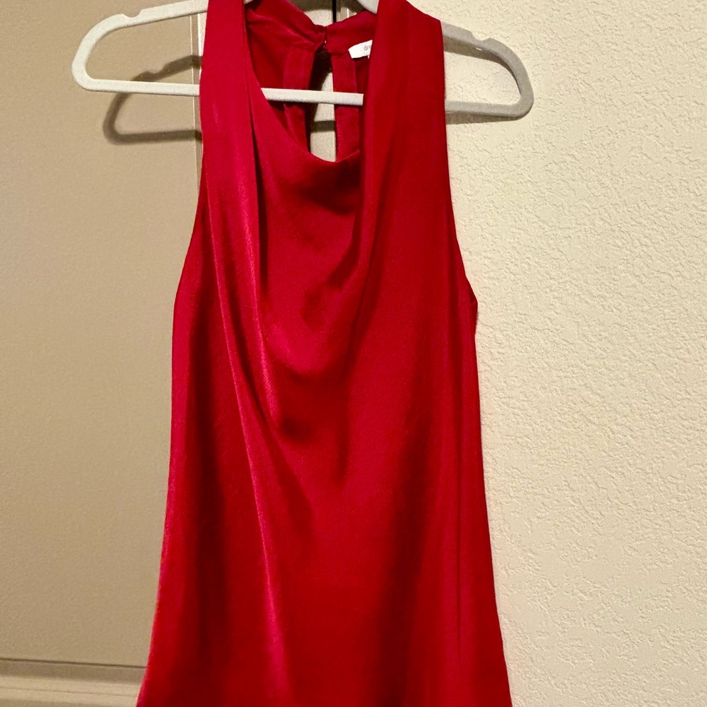 Dressbarn Red Asymmetrical Neckline Tank Top
